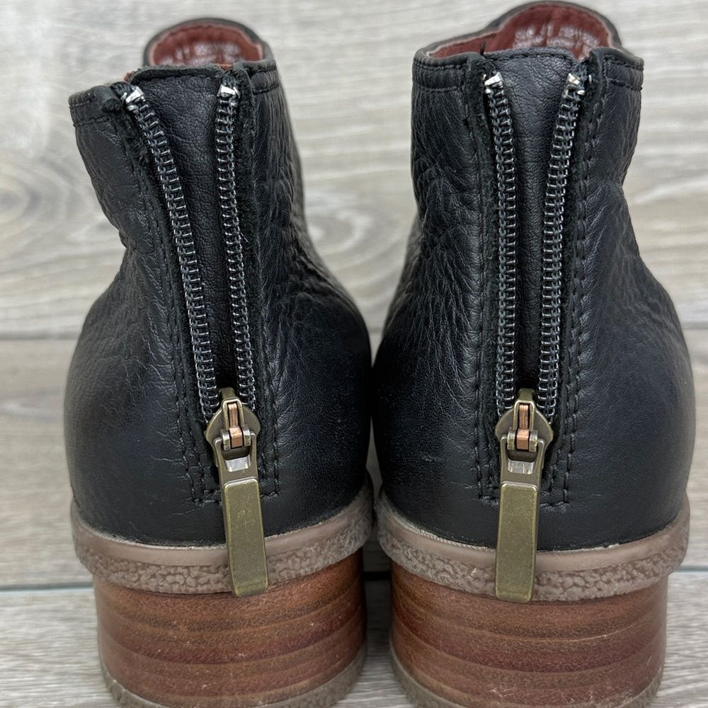 Dansko Becki Women’s Sz 10.5-11/EU 41 Black Leather Rear Zip Heeled Ankle Boots - Picture 11 of 13